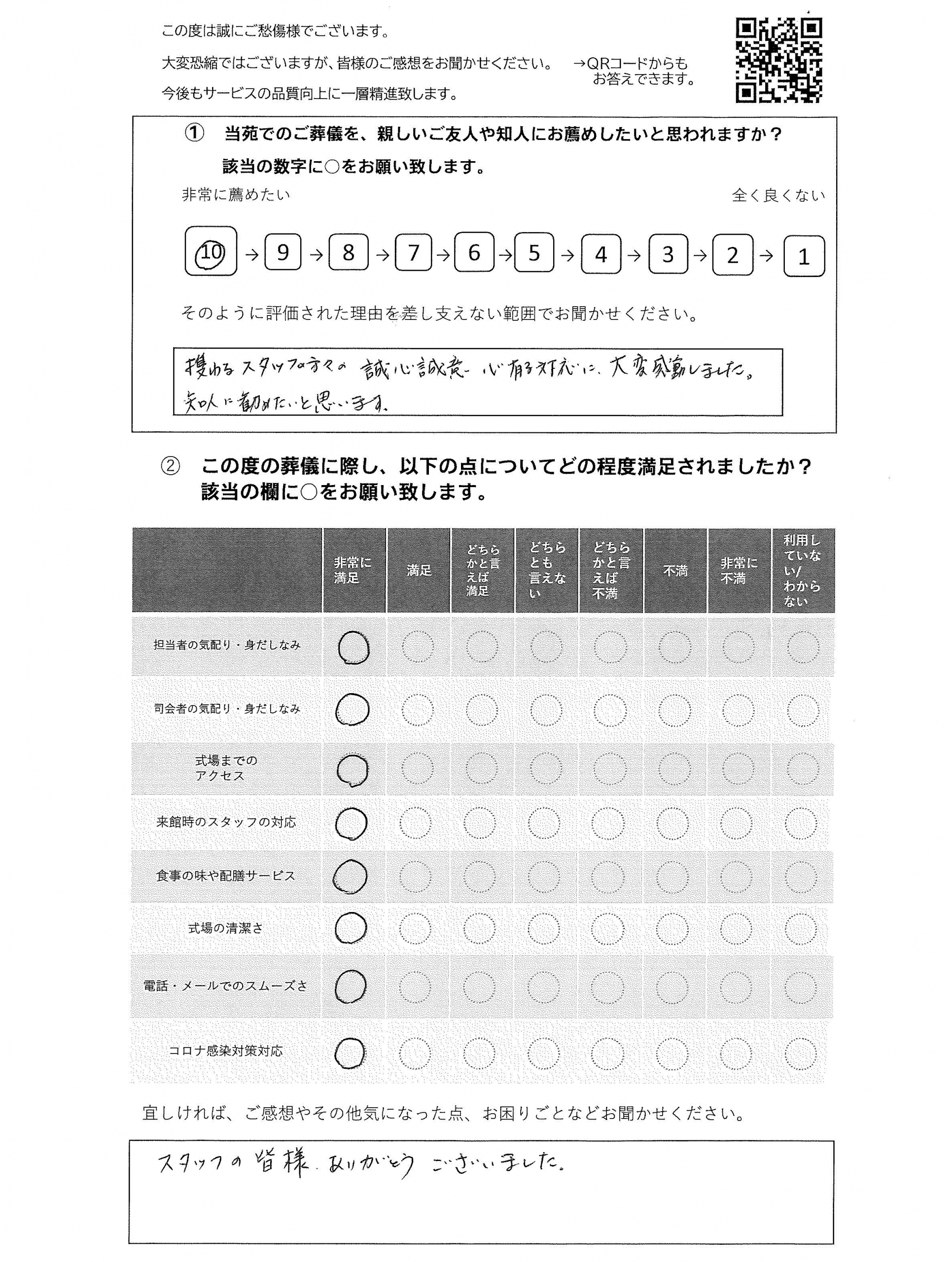 柏市柏の方の家族葬の感想