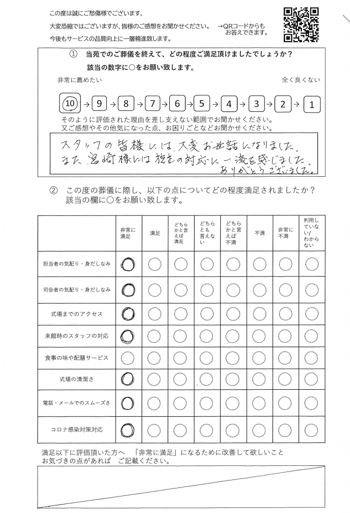 高柳の方の家族葬アンケート