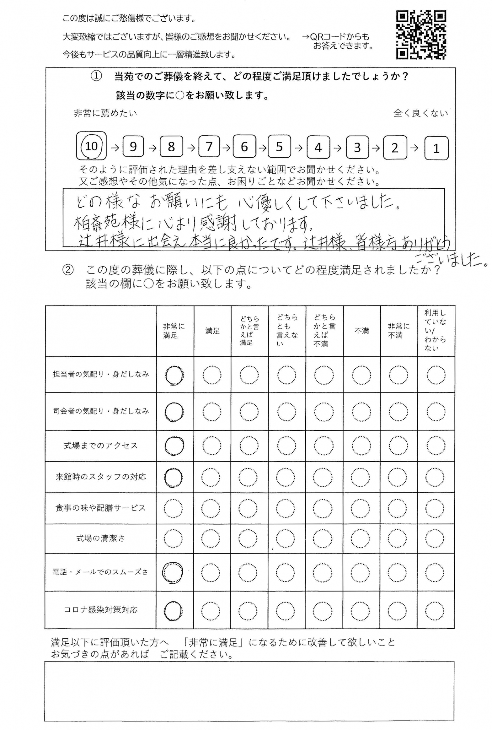 白井市の方の家族葬アンケート