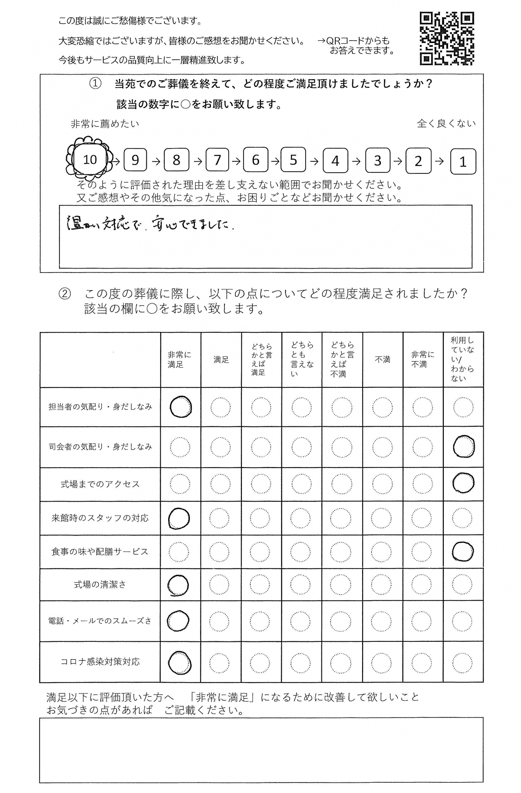 柏市加賀の方の直葬アンケート